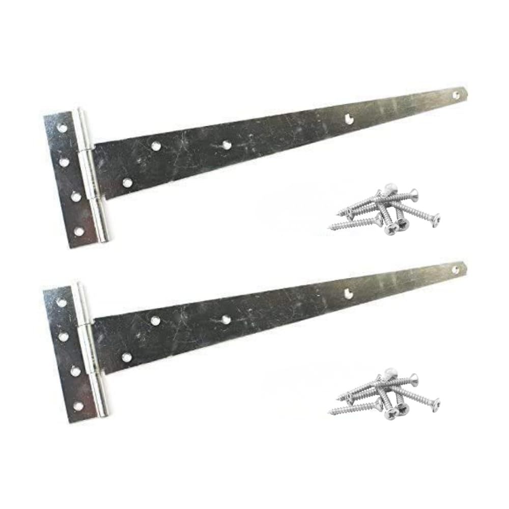 Haven Heritage Tee Hinges 24" 600mm Galvanised Long Gate Shed 1 x Pair Fixings Included