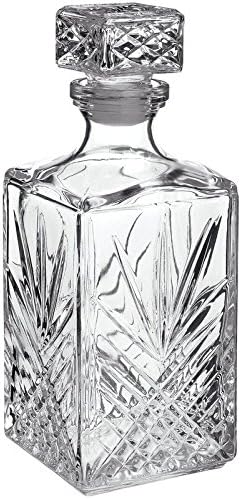 Bormioli Rocco Selecta Collection Whiskey Gift Set – Sophisticated Etched 33.75oz Decanter & 6 9.5oz Glass Tumblers With Starburst Detailing – For Whiskey, Bourbon, Scotch & Liquor