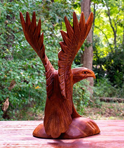 Estatua de Águila de Madera Tallada a Mano 12 pulgadas miniatura 2
