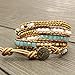PANYSILVER Gold Plated Wrap Natural Stones Leather Wrap Around Stone Bracelet 5 Layer Natural Jasper Crystal Beaded Leather Bohemian Tribal Bracelet (Purple Imperial Jasper)