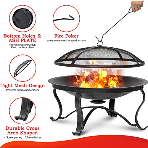 Singlyfire SINSKUH67924 29 Inch Fire Pits For Outside Firepit Outdoor Wood Burning Bonfire Pit Steel Firepit Bowl thumb #2