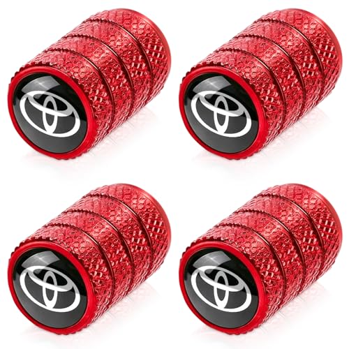 Image of 4pcs Tire Valve Stem Caps, Compatible with Toyota Avalon Prius Allion RAV4 Highlander Series Stem Cap Universal Car Air Cover Car Accessories for Cars, SUV, Truck, Motorcycles Red