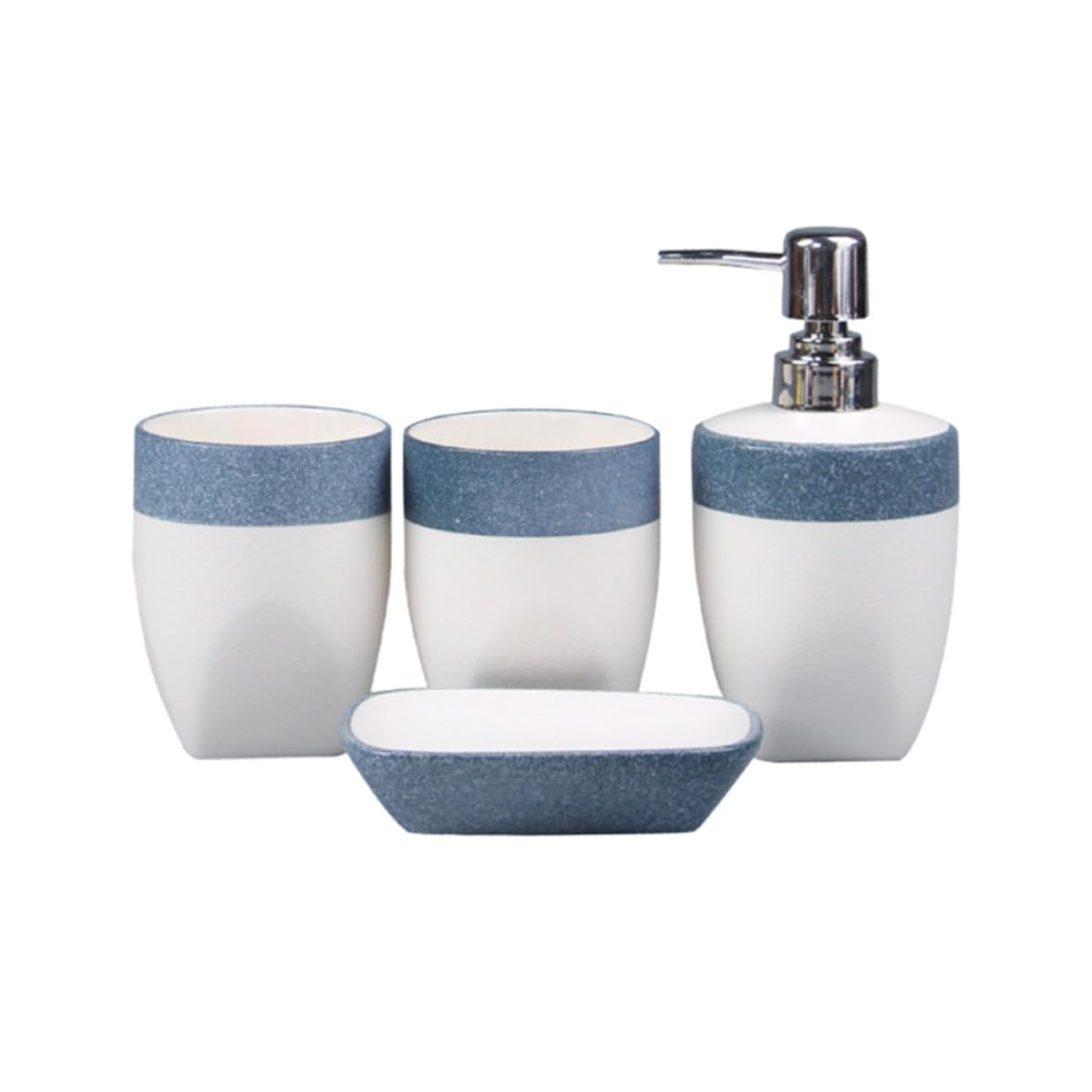 Mipcase 1juego Cerámica de Baño Set de Vaso para Cepillo de Dientes Soporte de Jabón Bandeja Color Azul Set de Accesorios para Cuarto de Baño Creativo y Práctico