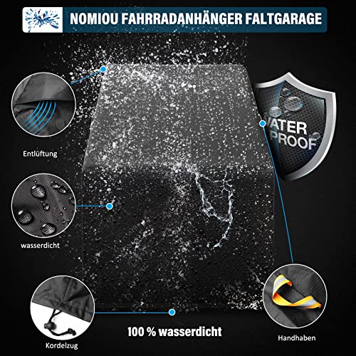Faltgarage für Fahrradanhänger Universelle Hundeanhänger lastenanhänger Abdeckung wasserdicht Plane Abdeckhaube Frost und staubdicht 600D Oxford Regenschutz für Outdoor Fahrrad zubehör(140*88*92cm)