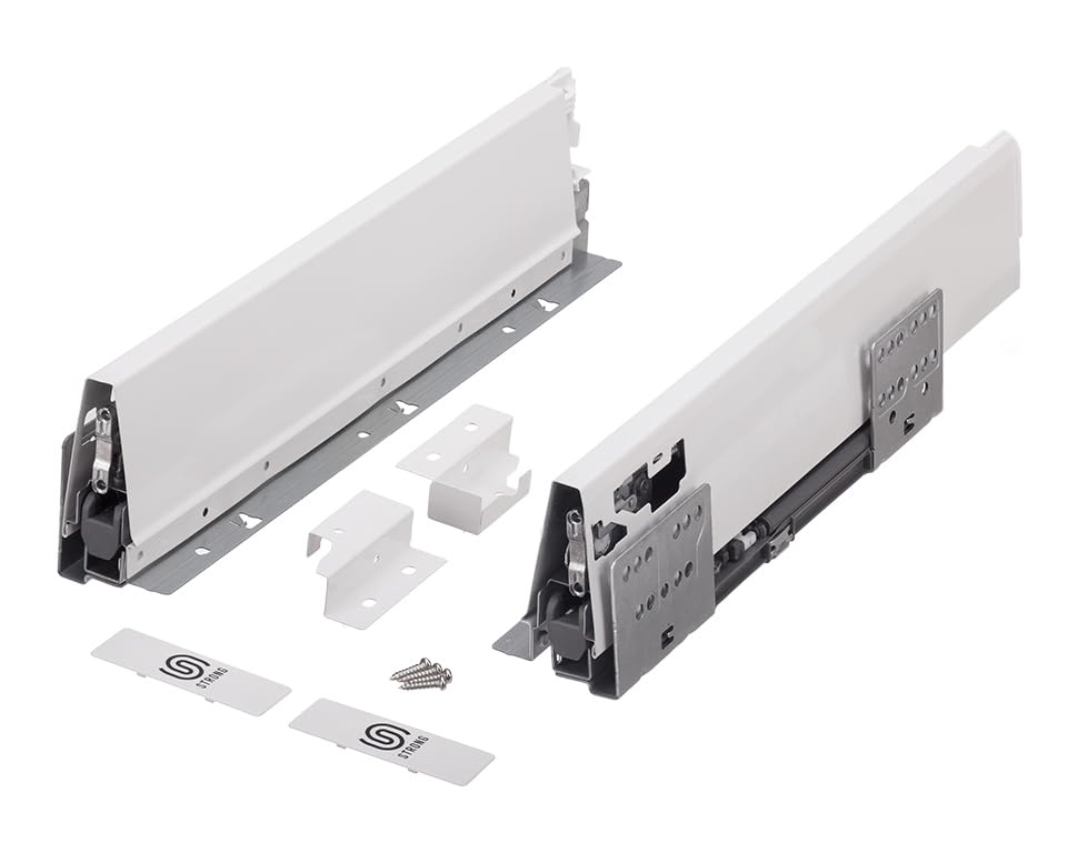Kit tiroir complet blanc avec coulisse pour réparer et rénover un meuble de cuisine