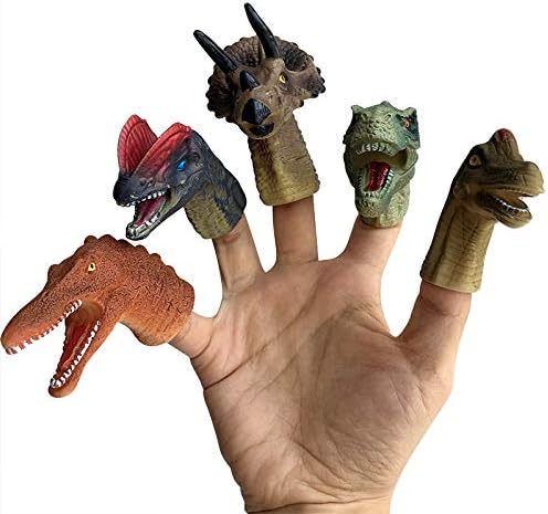 Christoy Dinosaur Finger Puppets for Kids,Hand Animal Figure Toys,Bath Finger Puppets Toys for Kids Girls Boys Birthday Party Supplies Favors Decorations (A)