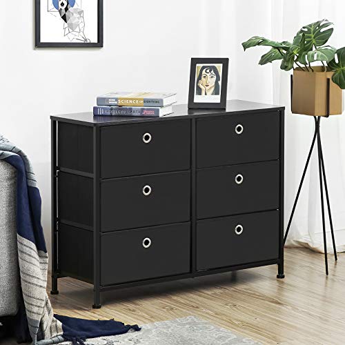 SONGMICS Narrow Dresser with 4 Fabric Drawers Vertical Slim Storage