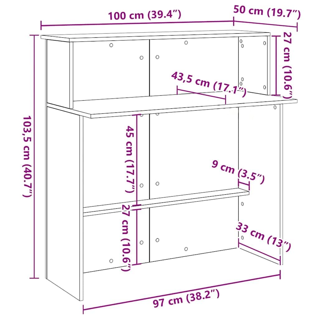 Hommdiy Empfangstheke Schwarz 100x50x103,5 cm Empfangstresen Kassentheke für Büro Holzwerkstoff