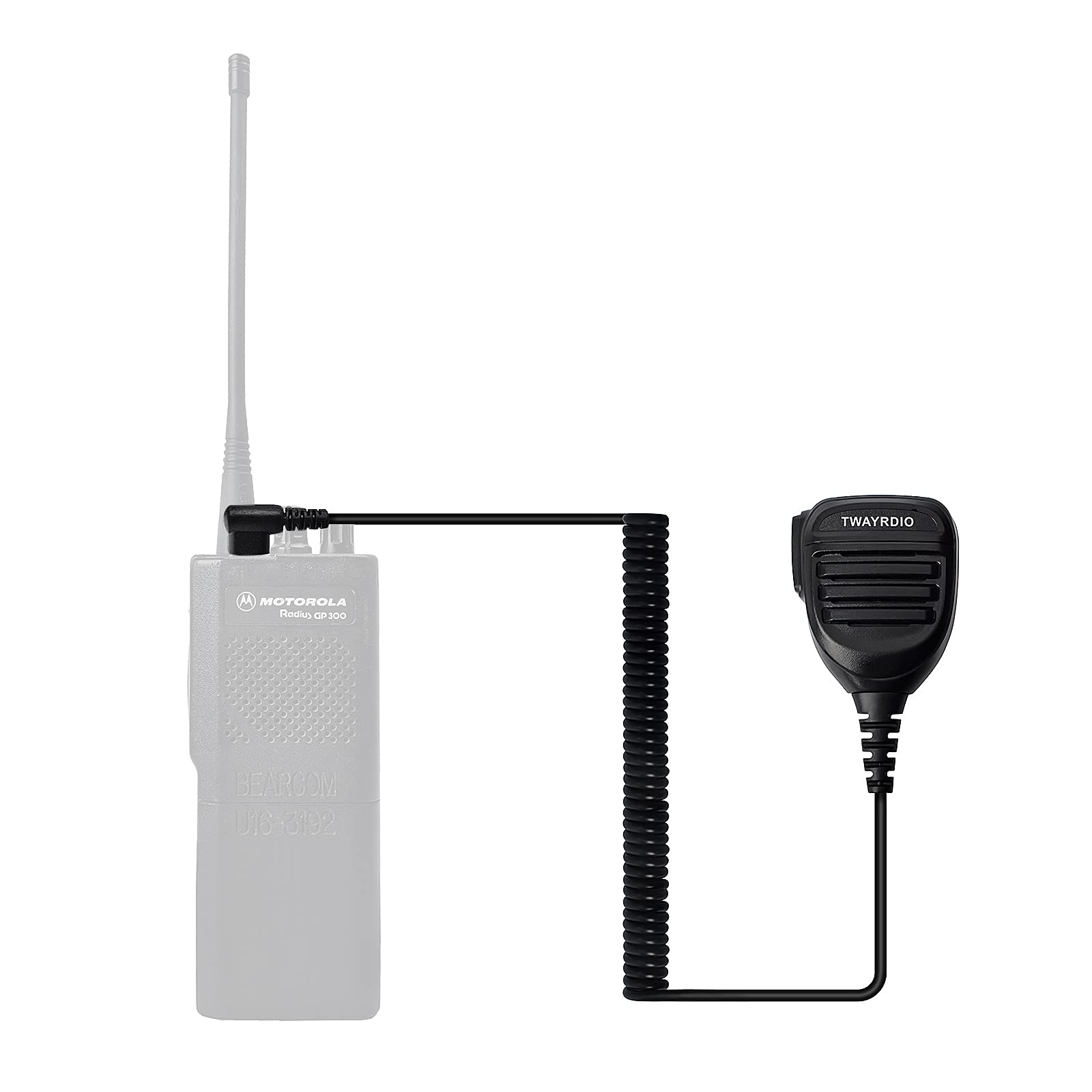 TWAYRDIO Altoparlante portatile Microfono a spalla radio bidirezionale Microfono a spalla per radio Motorola CP200 CP200D CP185 Yaesu FT-4XR FT-65R FT-25R, design compatto, cavo a spirale a lunga (2)