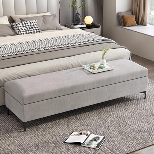 Banco de almacenamiento de cuero con gran almacenamiento, asiento multifuncional para sala de estar, dormitorio, cómodo reposapiés para entrada o tienda de ropa, 150 cm x 40 cm x 40 cm