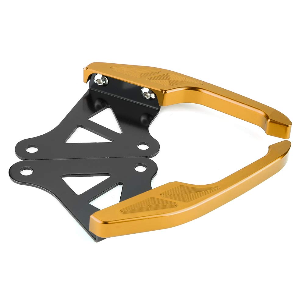 Barra di presa universale in alluminio per passeggero sul sellino posteriore della moto, kit di maniglie per la barra del sedile posteriore con finitura anodizzata per installazion (Oro)