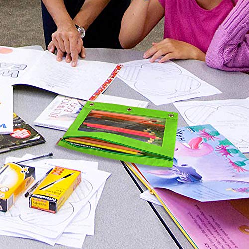 Youshares 3 Ring Binder Pencil Pouch - 5 Pack Colored Pen Holder Zipper Pencil Case, Handy Organization Binder Pockets With Clear Window For School, Office And Art #TOP6