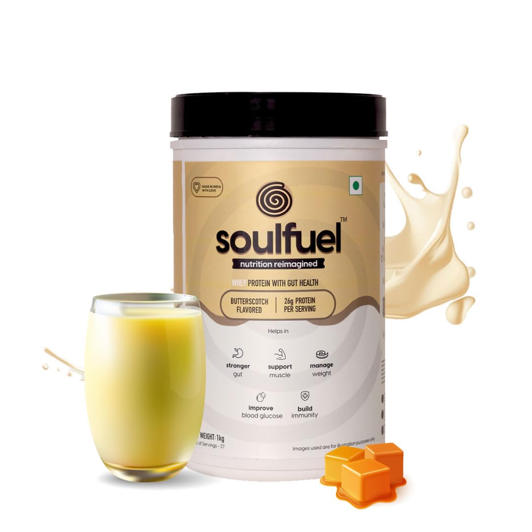 Soulfuel Whey Protein powder |Butterscotch Flavour | 26g Protein | 28 Servings |Prebiotics for Better Digestion |Supports Weightloss|Bariatric Friendly|Zero Sugar| Digestive enzymes for better protein absorption |1Kg (B0D1P8KLTJ) Amazon Price History, Amazon Price Tracker