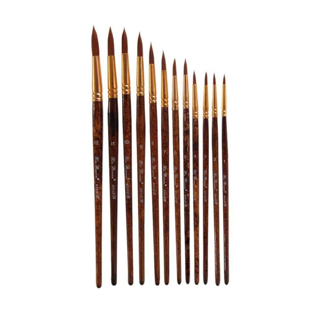 Pennello, 12 pz/set Nylon Capelli Acquerello Pennelli Diverse Forma Rotonda Punta Pianura Guazzo Pittura Pennello Set di Pennelli Forniture artistiche (Dimensioni: A punta) (Dimensioni: a punta)