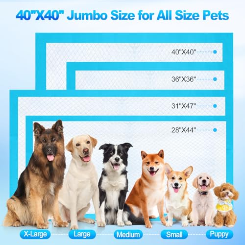 Image of Pee Pads for Dogs & Cats 40 inchx40 inch 40 Count, Puppy Pads Extra Large, Disposable Thicken Pet Training Pads for Doggie Rabbits, Incontinence Underpads Ultra Absorbent & Quick-Dry, Leakproof Potty Pad