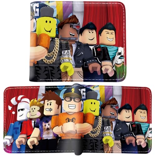 Roblox Carteras de Dibujos,Roblox Niños Billetera Cartera de Cartoon Anime Cartera de Cuero de Dibujos Cartera Plegable De Moda Plegable Titular De La Tarjeta Regalo para Niños