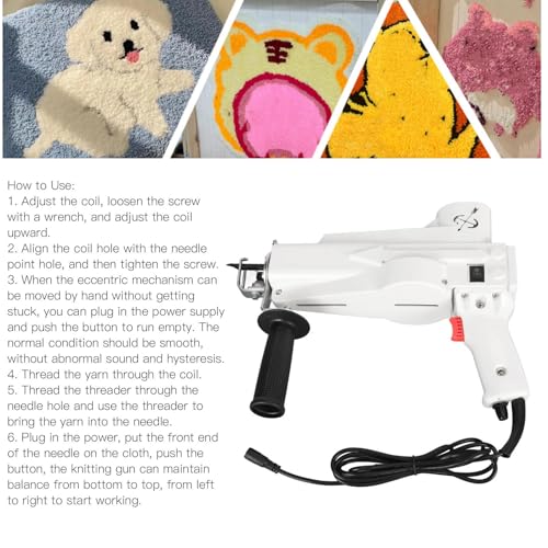 Pistola Tufting DIY, Kit de Iniciación para Fabricación de Alfombras, Juego de Herramientas para Hacer Alfombras Eléctricas 2 en 1 (Enchufe de la UE)