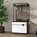OPAHDN Multi-Functional Cat Litter Box Enclosure with Cat Tree Tower, Stylish Storage and Comfort for Your Pet, White Vintage Design
