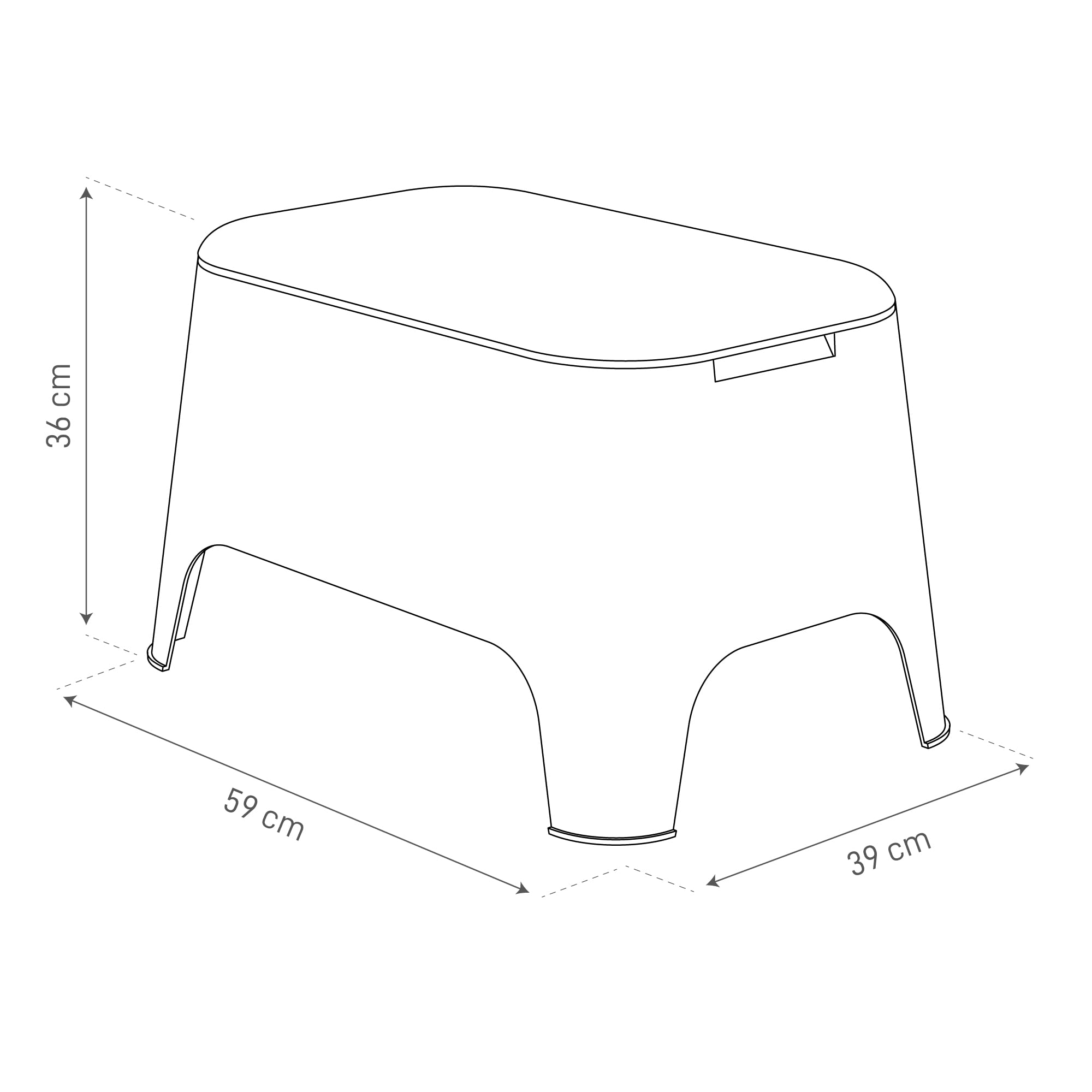Tavolino Petra bianco 59x39x36 cm moderno con vano portaoggetti 21 litri coperchio rimovibile plastica riciclata uso esterno