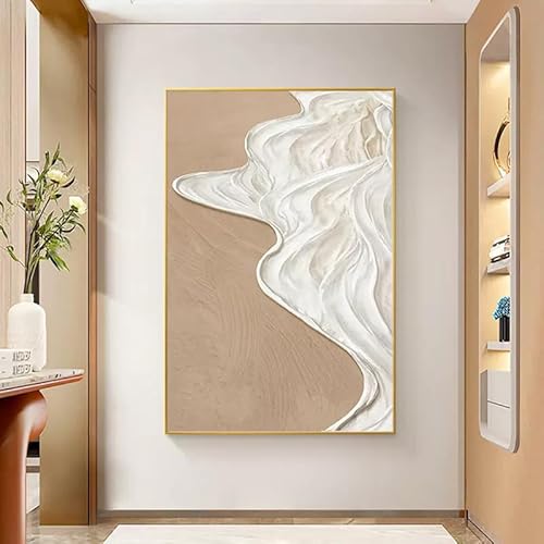 Láminas Decorativas Pared Marrón Blanco Abstracto - Cuadros Modernos para Salón y Dormitorio - Lienzo Decorativo Sin Marco 50x70cm