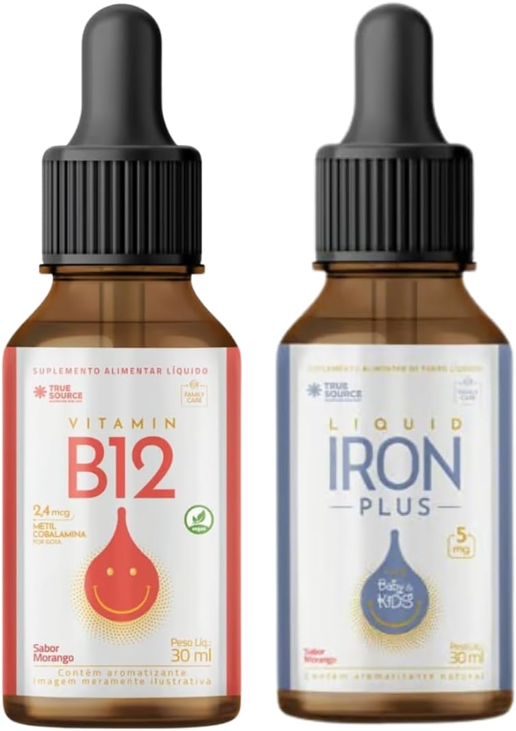 Combo Vitamina B12 True Source Metilcobalamina Alta Absorção 30ml e Iron Plus Baby Ferro True Source 30ml