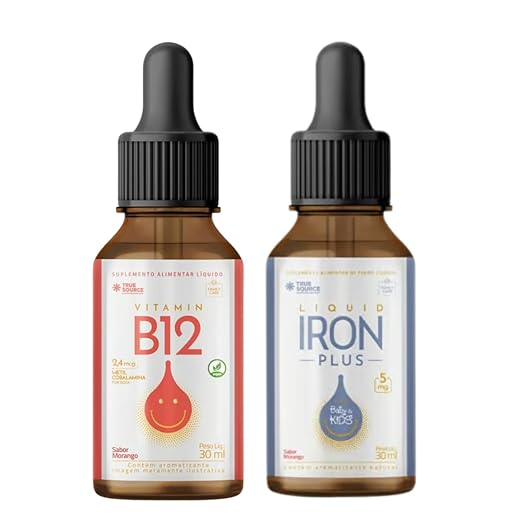 Combo Vitamina B12 True Source Metilcobalamina Alta Absorção 30ml e Iron Plus Baby Ferro True Source 30ml