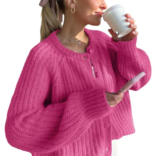 Image of Cardigan Sweaters for Women Chunky Knit Cardigans Long Sleeve Button Sweater Jacket 2024 Fall Winter