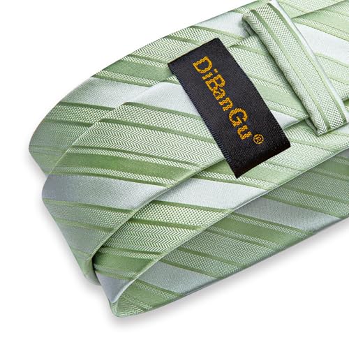 Image of DiBanGu Mens Tie Silk Plaid Striped Necktie and Pocket Square Cufflinks Tie Clip Set with Gift Box Formal Wedding Party