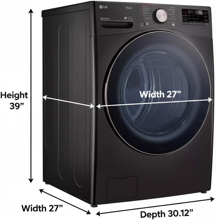 LG DLEX4000B 7.4 cu. ft. Ultra Large Capacity Smart Wi‑Fi Enabled Front Load Electric Dryer — Black Steel