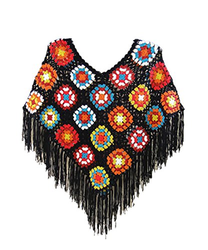 Crochet Fringed Poncho Cape
