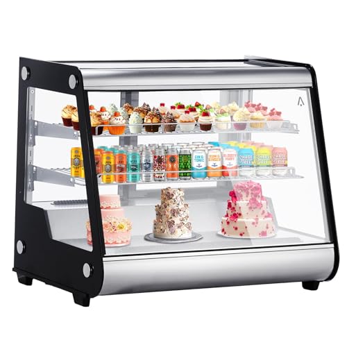 5.3 Cu.Ft Commercial Refrigerator Display Case, Double-Paned Glass Door Merchandiser with LED Interior Lights, Adjustable Shelving, 32–53.6°F Temp Control for Grocery Store, Deli, Bar, Cafe, Black