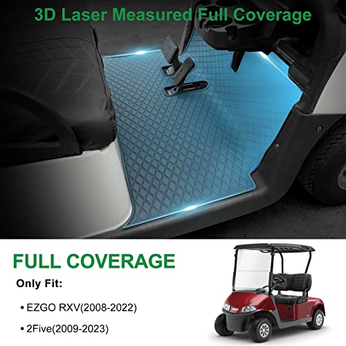 Leapgomax Ezgo Rxv Floor Mat, Full Coverage Golf Cart Floor Liner Mat Replacement For Ezgo Rxv (2008-2022) & 2Five (2009+) Non-Slip&Easy To Clean-Black Trim #TOP1