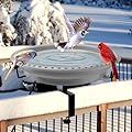 Daoeny Heated Bird Bath for Deck Railing, Upgraded 100W Heated Bird Baths for Outdoors Thermostat Control, Heated Bird Bath for Outside Winter Garden Yard Patio Decor (Grey)