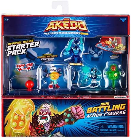 Akedo 14242 Ultimate Arcade Warriors Starter Pack Mini Battling Action Figures Ready, Fight, Split Strike