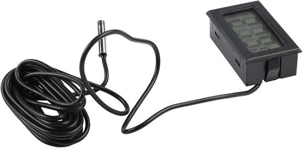 Thermomètre numérique avec capteur de température avec câble de sonde noir de 1 m, 2 m, 3 m, 5 m, écran LCD, étanche, plage de mesure -50 à 110 °C pour aquarium, terrarium, serre, batterie incluse (2 - 5