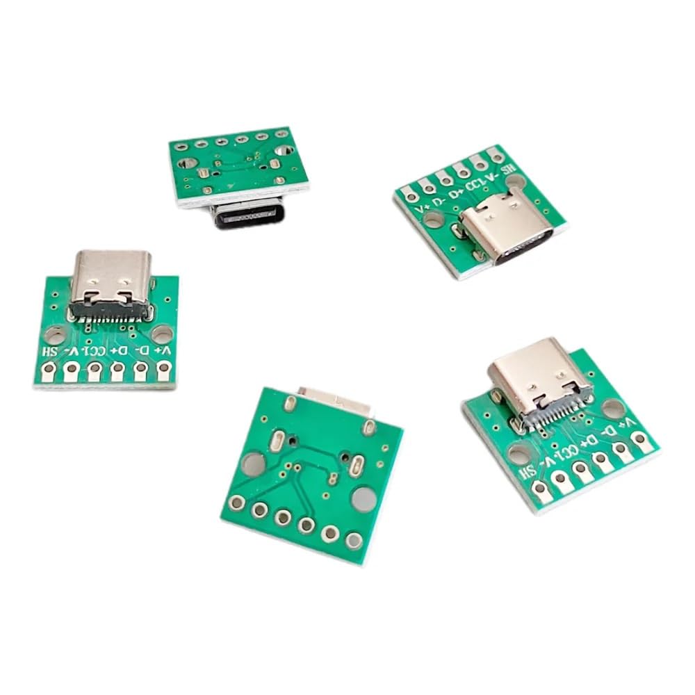 fengpeng 5/10/20pcs USB Type-C Female Test PCB Board Adapter Type C 6Pin 2.54mm Connector Socket for Data Line Wire Cable Transfer(20PCS)
