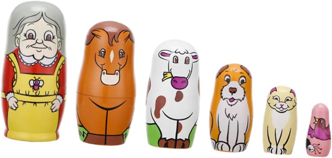 6pcs Wooden Nesting Dolls for Boys and Girls Adults Matryoshka Doll Body and Decorative Toys