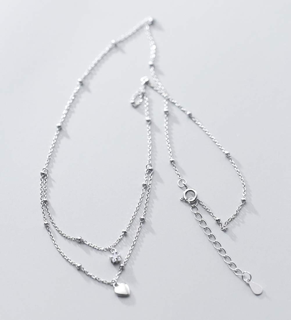 SLUYNZ 925 Sterling Silver Layered Necklace Chain Star Choker Necklace for Women Teens Heart Choker Necklace