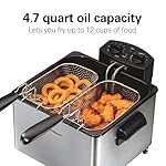 Hamilton Beach Electric Deep Fryer with 2 Baskets and Lid, 4.5 Liters / 19 Cups Oil Capacity, Temperature Control, View Window, Professional Style, 1800 Watts, Stainless Steel (35036) - Image 2