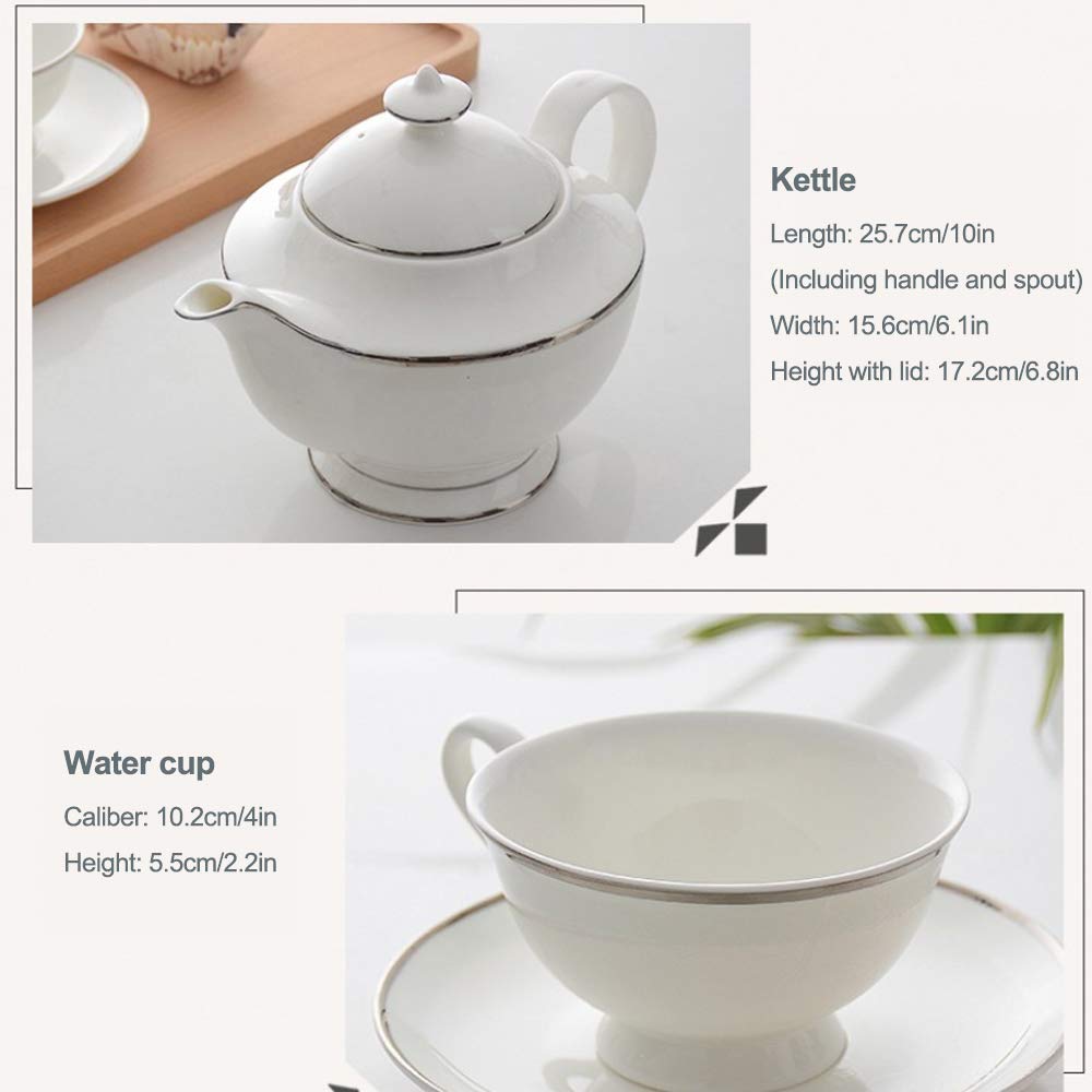Ceramiczny Czajniczek I Filiżanki Do Herbaty/Kawy, Zestaw Do Herbaty Z Porcelany Kostnej Royal Family 225 Ml, Filiżanki I Spodek, Łyżeczka, Zestaw 6 Sztuk