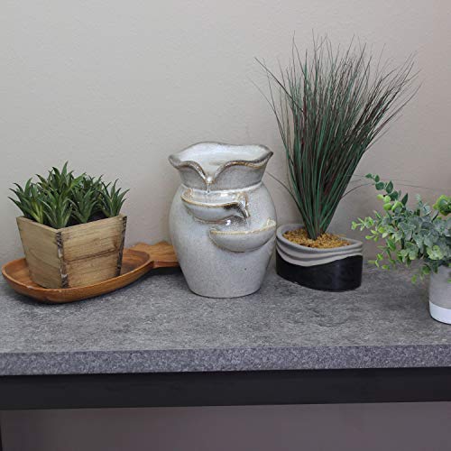 Sunnydaze Cascading Side Tiers 8-Inch Ceramic Indoor Tabletop Fountain #TOP6