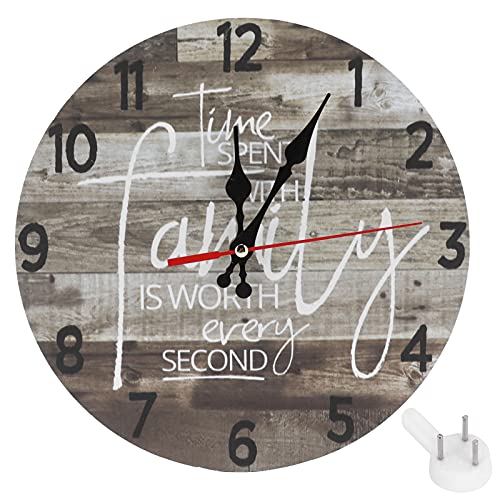 Wooden Wall Clock, Silent Non-Ticking Wooden Wall Clocks, Rustic Wooden Vintage Wall Clock-Battery Operated, for Living Room, Bedroom, Kitchen, Office Patio