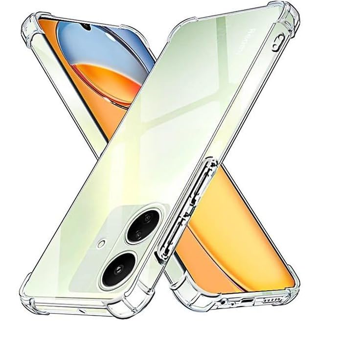 Image of BOXXO Flexible Back Cover for Mi Redmi 13C 5G | Back Cover Transparent Clear Shockproof Case Four Corner Protection | Slim Protective Mobile Phone Cover for Mi Redmi 13C 5G