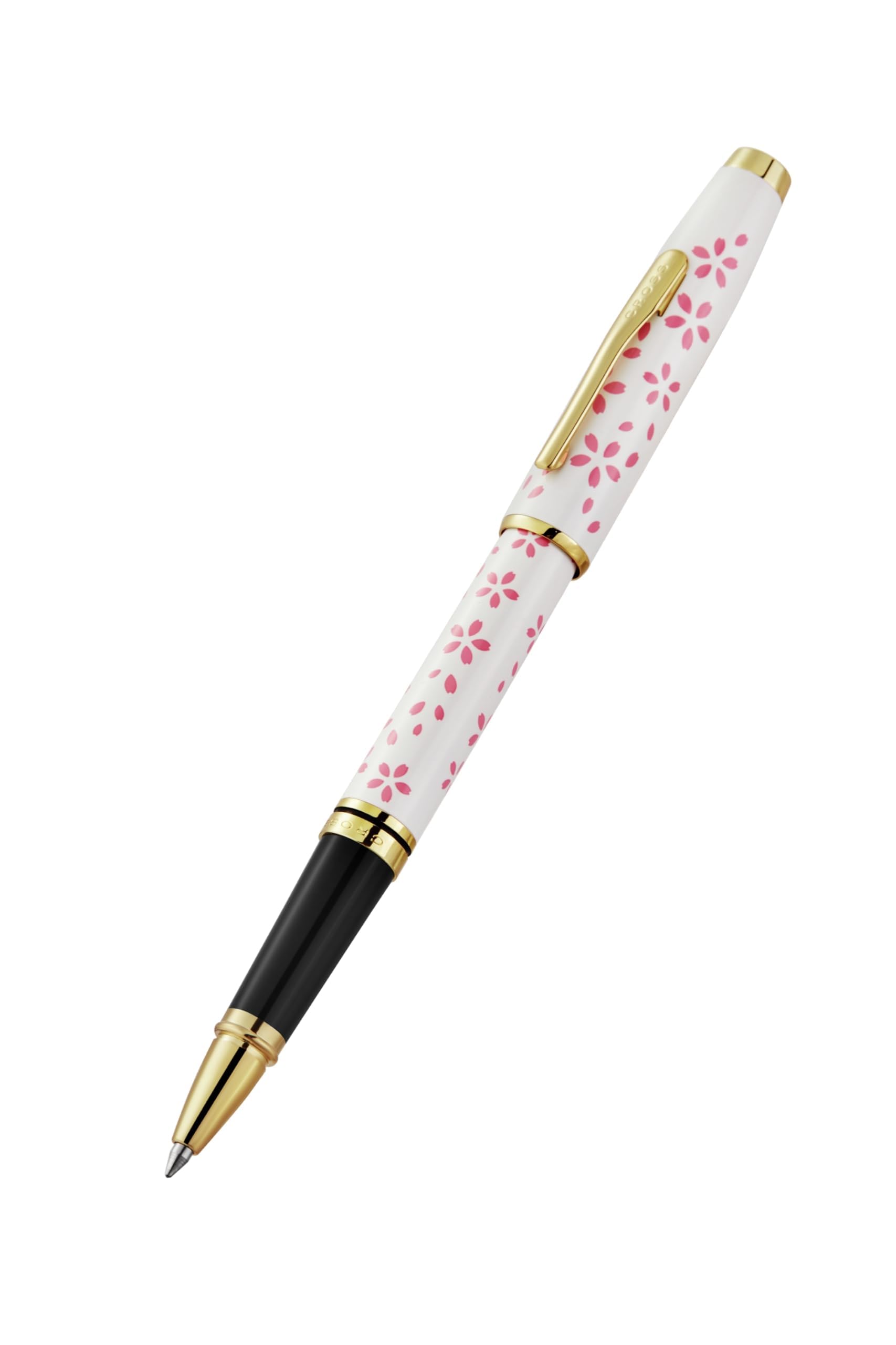 Cross Coventry Cherry Blossom Pearl White Lacquer Sakura Pink Screenprint Polished Gold Tone Appointments Rollerball Pen - Refillable
