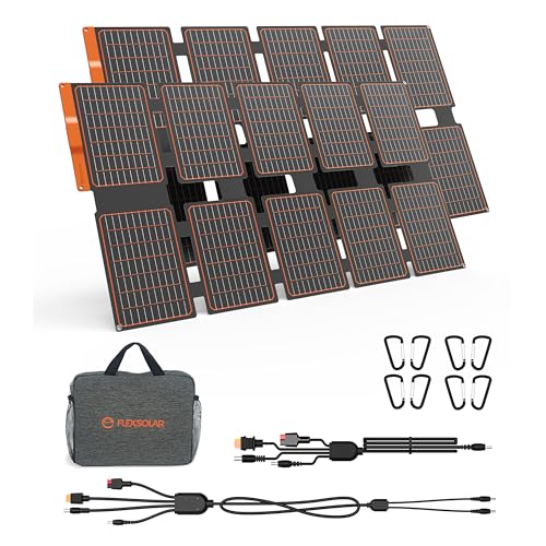 Image of FlexSolar 2 PCS 100W Portable Solar Panels Chargers with PD3.0 USB-C,QC3.0 USB-A and DC Outputs Foldable IP67 Waterproof Power Emergency Camping