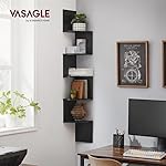 VASAGLE Corner Shelf Wall Mount, 5-Tier Floating Corner Bookshelf, Plant Shelf for Bedroom, Living Room, Bathroom, Home Office, Ink Black - Image 2