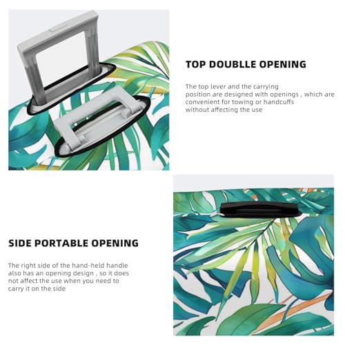 Teal Green Tropical Palm Leaves Travel Luggage Cover Elastic Suitcase Covers Washable Anti Scratch Luggage Dust Covers Protector, Fits 22-24 inch Luggage, M4
