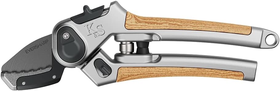 Kent & Stowe Eversharp Anvil Secateurs, Adjustable Garden Shears Suitable For Dead, Mature Wood, All Year Round Garden Tools Made From Carbon Steel, Aluminium, And Ash Wood
