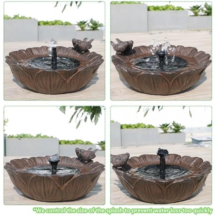 Solar Bird Bath Fountain,Sunflower with Resting Bird,Solar Powered with 3 Nozzles,Outdoor Garden Bird Bath,Solar Water Fountain for Bird Bath,Hummingbird Bird Bath for Outdoor