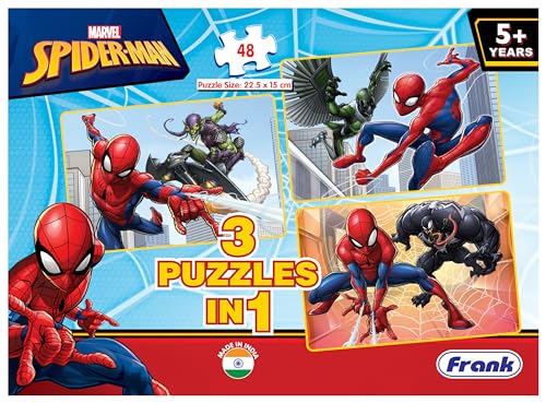 Image of Frank Spider Man Jigsaw Puzzle for 5+ Years, Set of 3, Multicolour - Engaging Puzzle for Kids - Fun & Challenging Brain Booster Games - for Focus and Mmemory - 90147